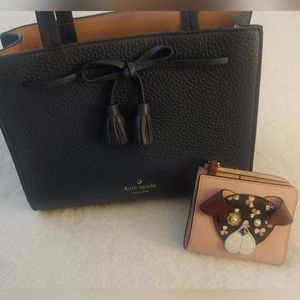 Kate Spade small blue leather bag with wallet